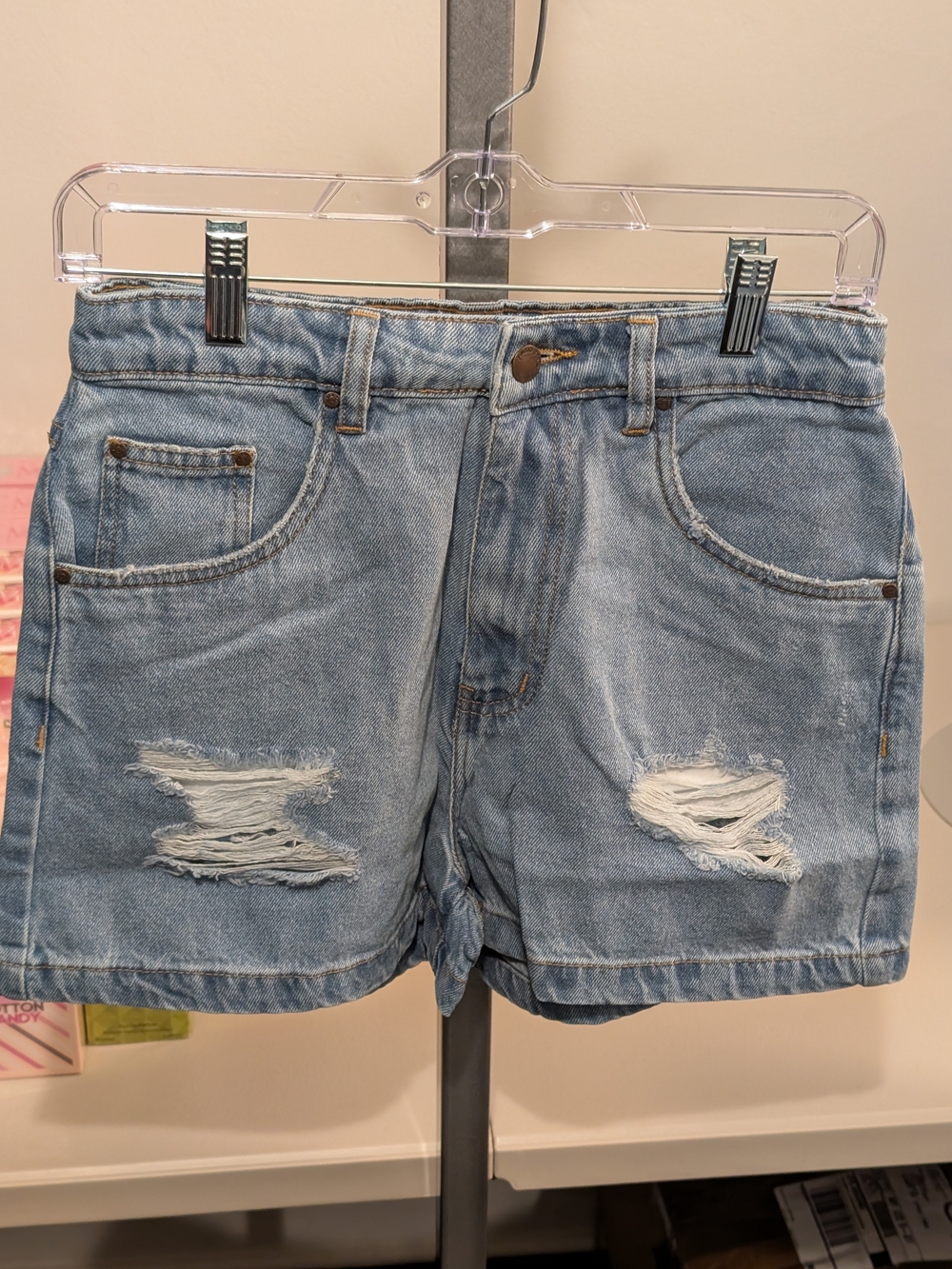 Light Blue Distressed Denim Jean Shorts - Women’s Casual Summer Staple